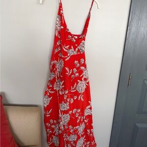 Yumi Kim Red and White Floral Asymmetrical Dress